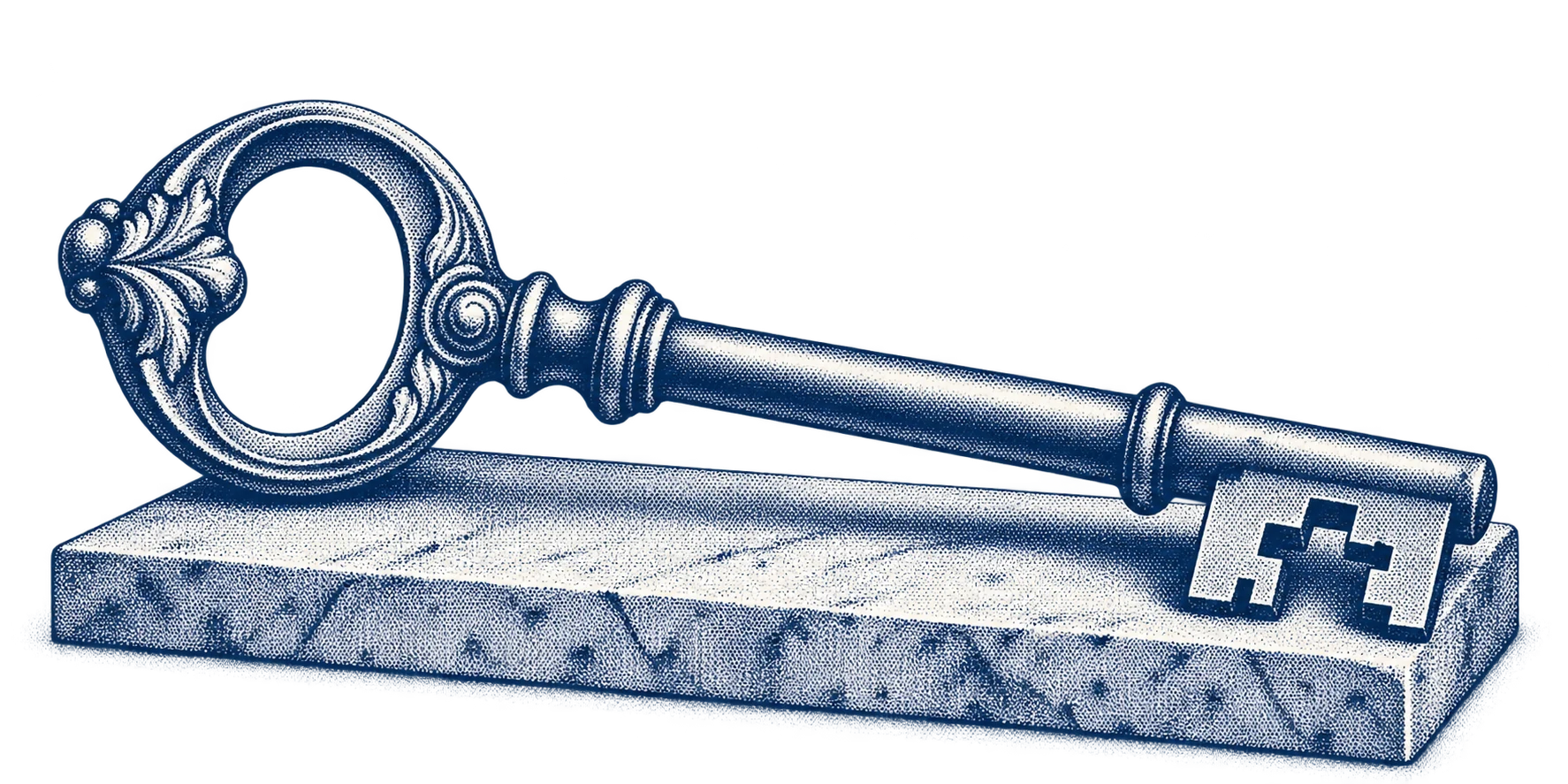An ornamental key presented as the symbol of private access